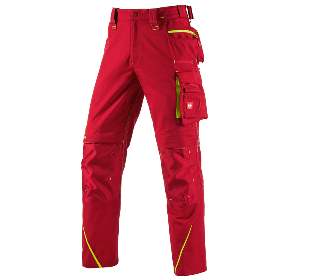 Pracovní kalhoty: Kalhoty e.s.motion 2020 + ohnivě červená/výstražná žlutá