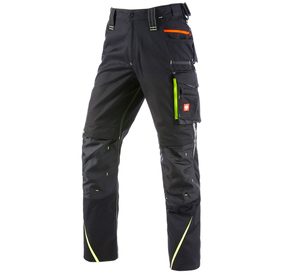 Pracovní kalhoty: Zimní kalhoty do pasu e.s.motion 2020, pánské + černá/výstražná žlutá/výstražná oranžová