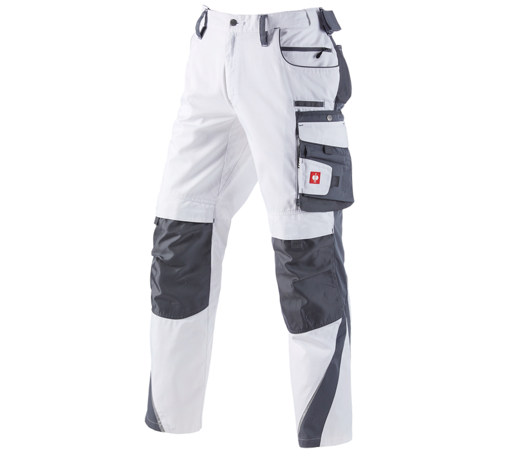 Pracovní kalhoty: Kalhoty do pasu e.s.motion, zimní + bílá/šedá