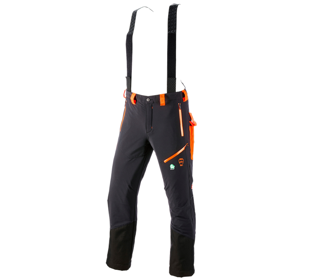 Pracovní kalhoty: Lesnické protipořezové kalhoty do pasu e.s.vision + černá/výstražná oranžová