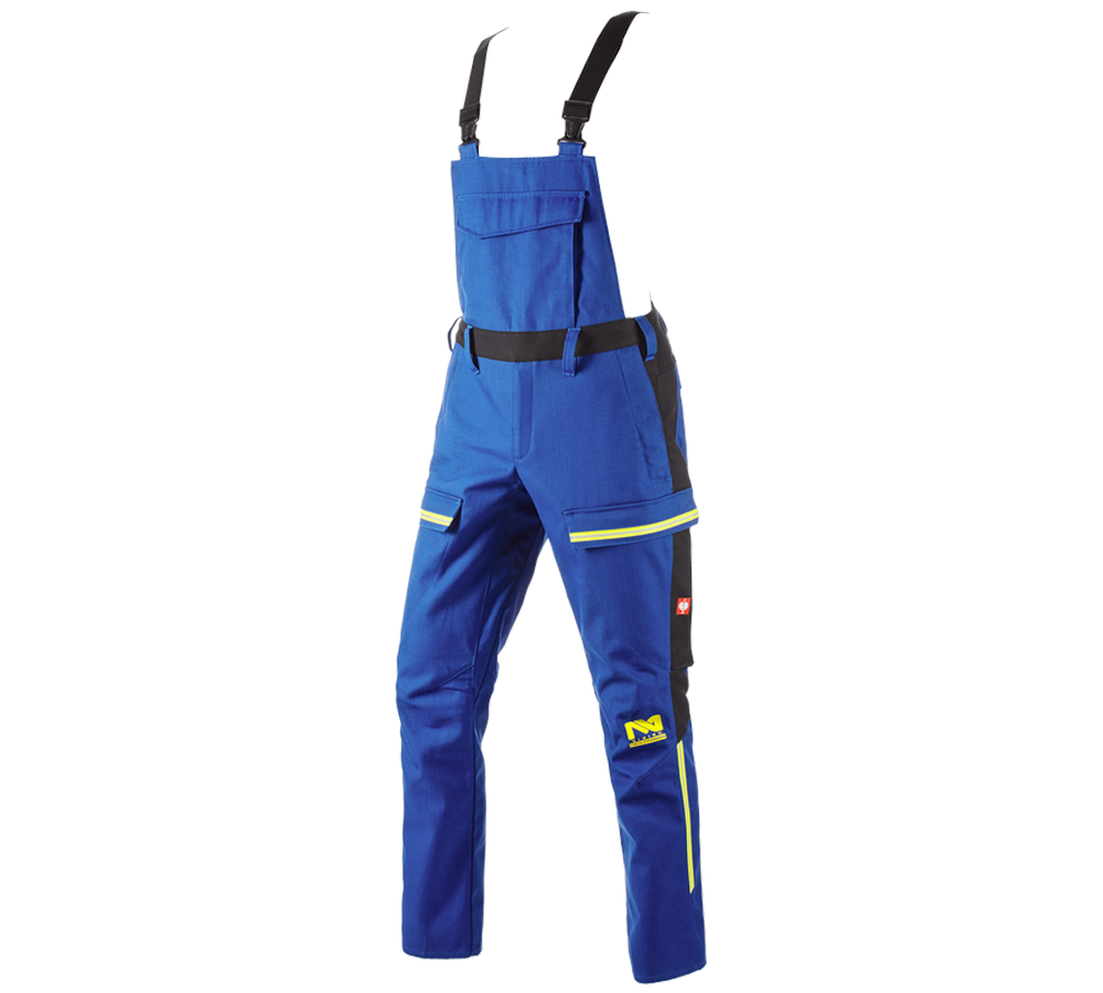 Pracovní kalhoty: Kalhoty s laclem e.s.vision multinorm* + modrá chrpa/černá