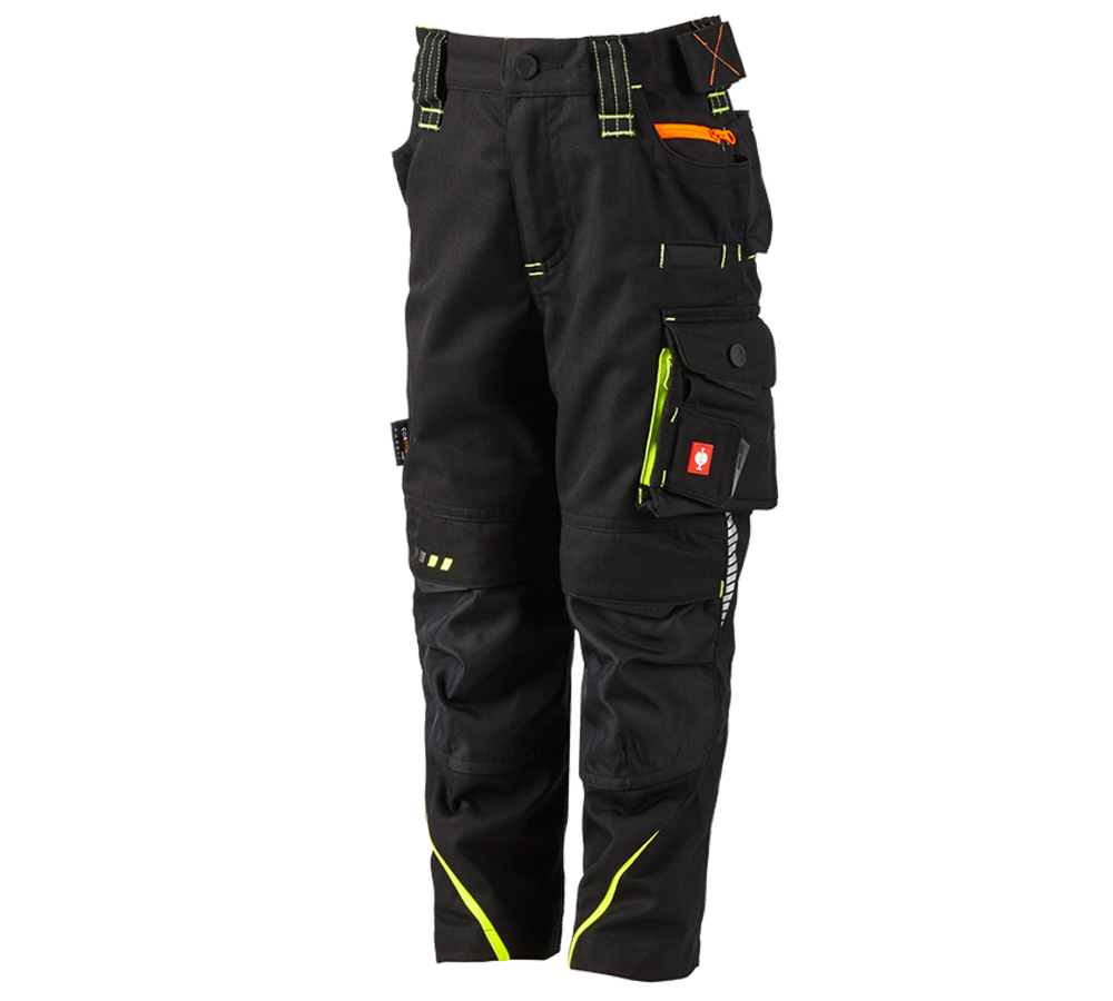 Kalhoty: Zimní kalhoty do pasu e.s.motion 2020, dětská + černá/výstražná žlutá/výstražná oranžová
