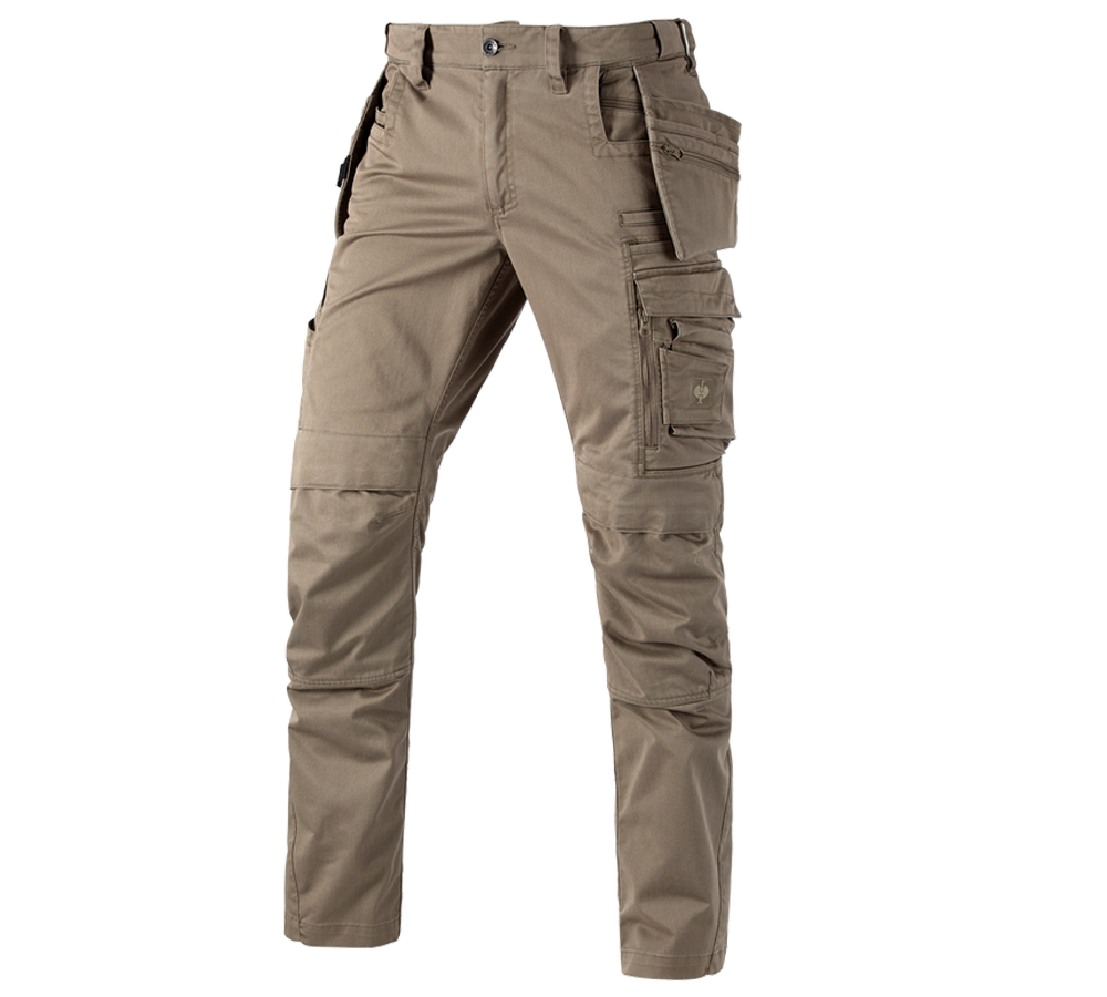 Pracovní kalhoty: Kalhoty do pasu e.s.motion ten tool-pouch + popelavě hnědá