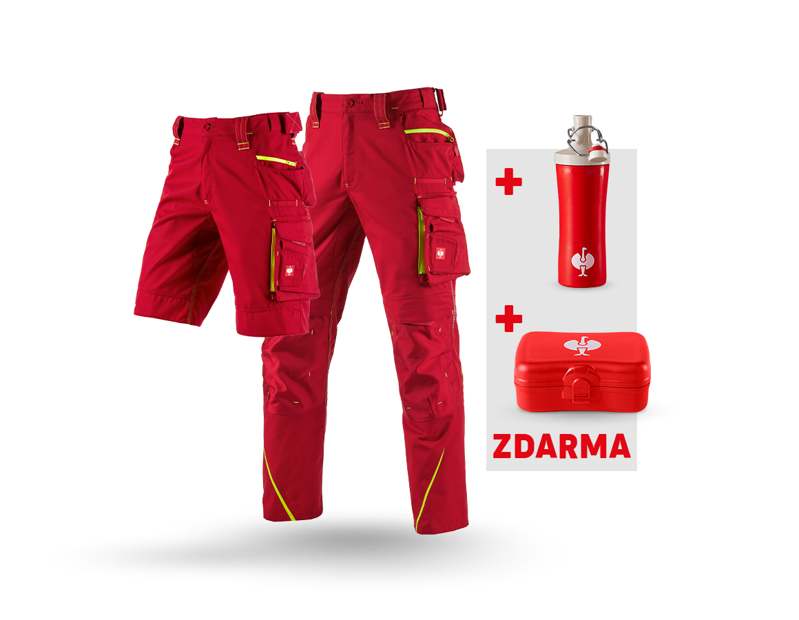 Oděvy: SET: Kalhoty+Šortky e.s.motion2020+Krabička+Láhev + ohnivě červená/výstražná žlutá