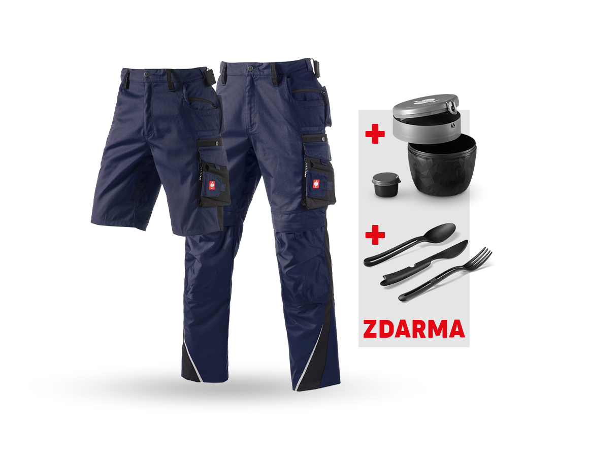 Oděvy: SADA:Kalhoty + Šortky e.s.motion + Krabička+Příbor + tmavomodrá/černá