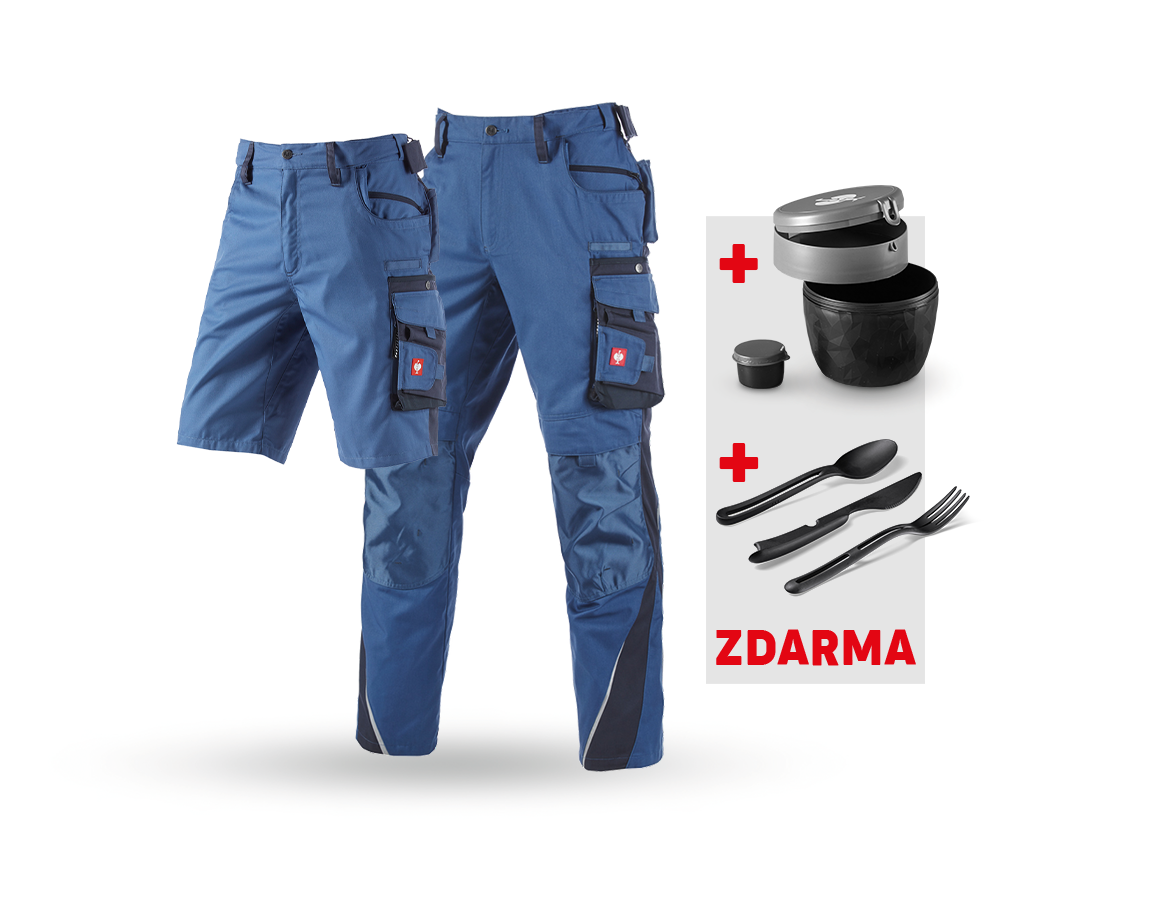 Oděvy: SADA:Kalhoty + Šortky e.s.motion + Krabička+Příbor + kobalt/pacifik