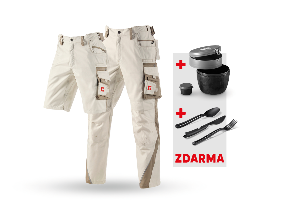 Oděvy: SADA:Kalhoty + Šortky e.s.motion + Krabička+Příbor + sádra/jíl