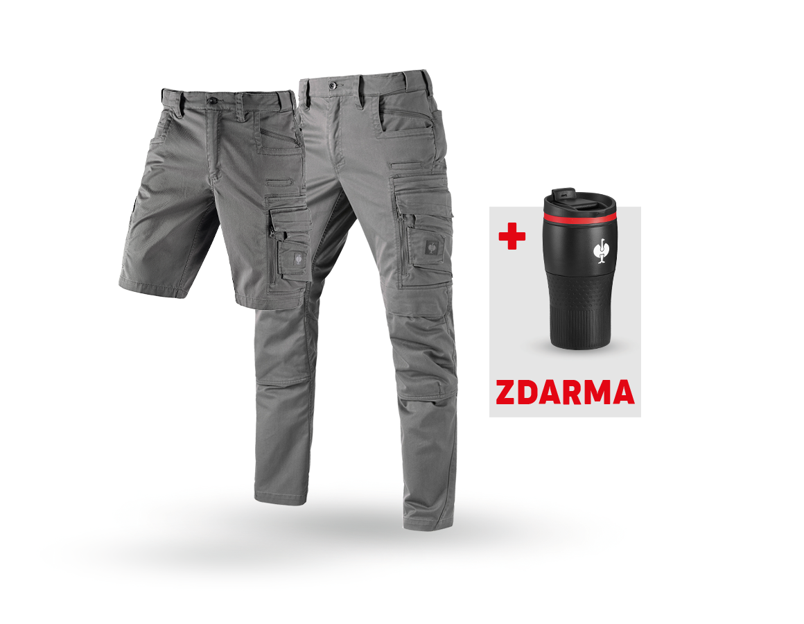 Oděvy: SADA: Kalhoty + Šortky e.s.motion ten + Termohrnek + granitová