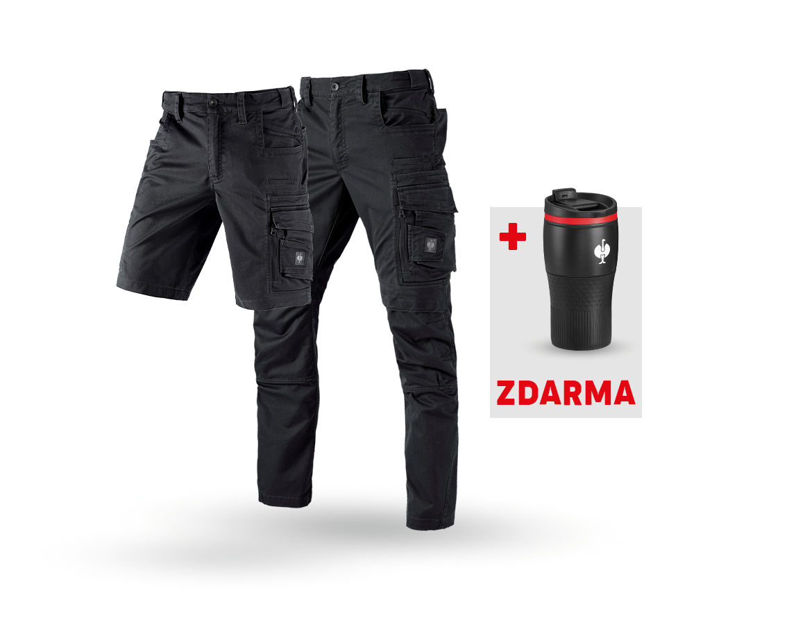 Oděvy: SADA: Kalhoty + Šortky e.s.motion ten + Termohrnek + oxidově černá