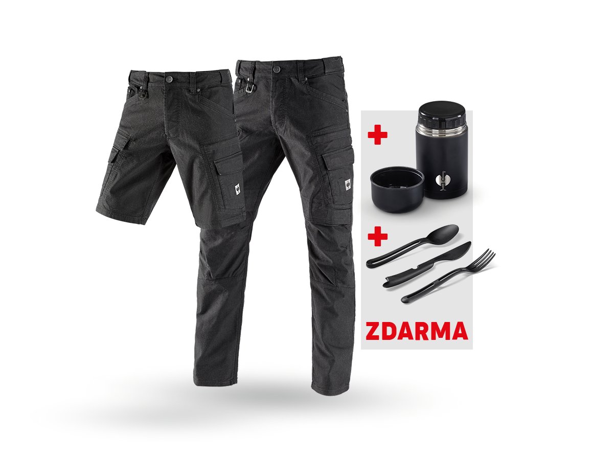 Oděvy: SADA: Cargo kalhoty+Šortky e.s.vintage + Krabička + černá