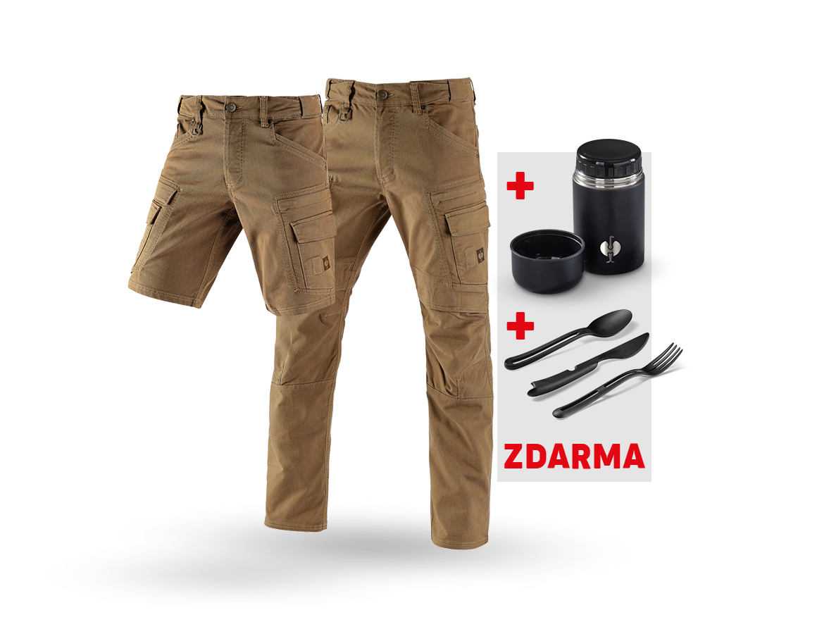 Oděvy: SADA: Cargo kalhoty+Šortky e.s.vintage + Krabička + sépiová