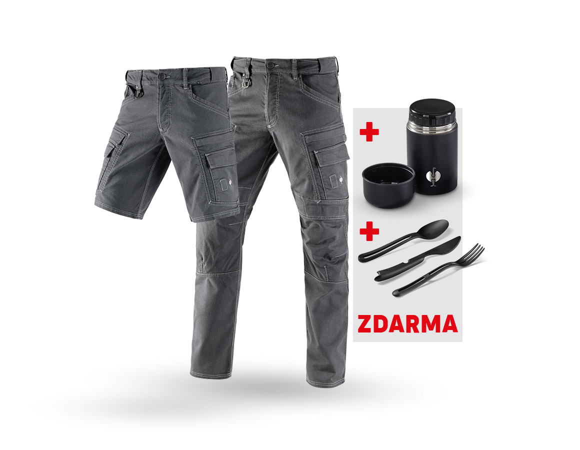 Oděvy: SADA: Cargo kalhoty+Šortky e.s.vintage + Krabička + cínová