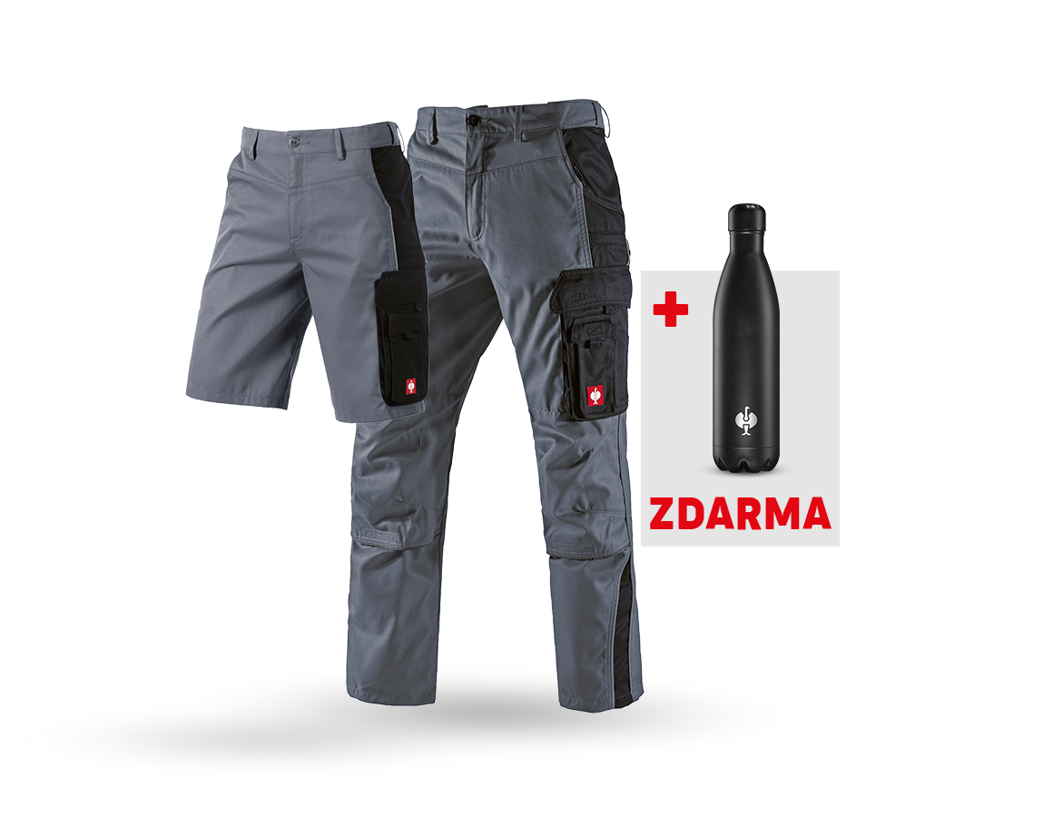 Oděvy: SADA: Kalhoty + Šortky e.s.active + Láhev na pití + šedá/černá