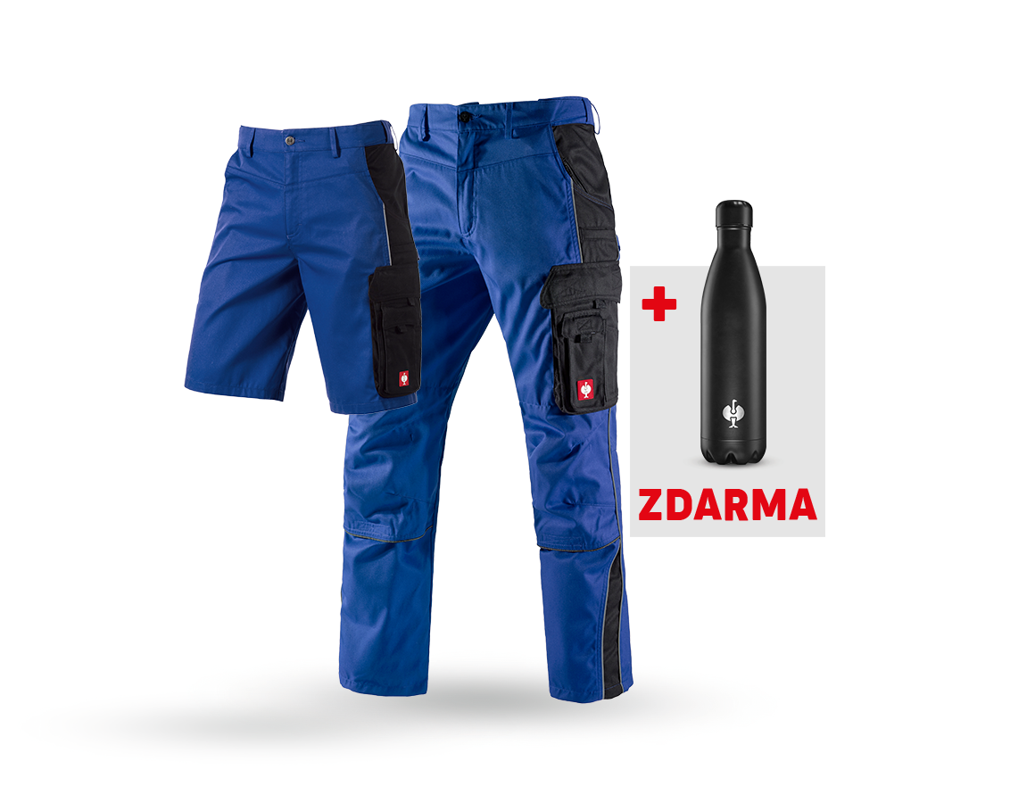 Oděvy: SADA: Kalhoty + Šortky e.s.active + Láhev na pití + modrá chrpa/černá