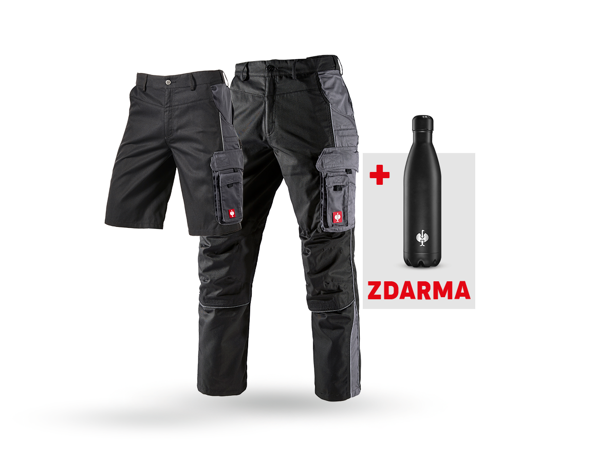 Oděvy: SADA: Kalhoty + Šortky e.s.active + Láhev na pití + černá/antracit