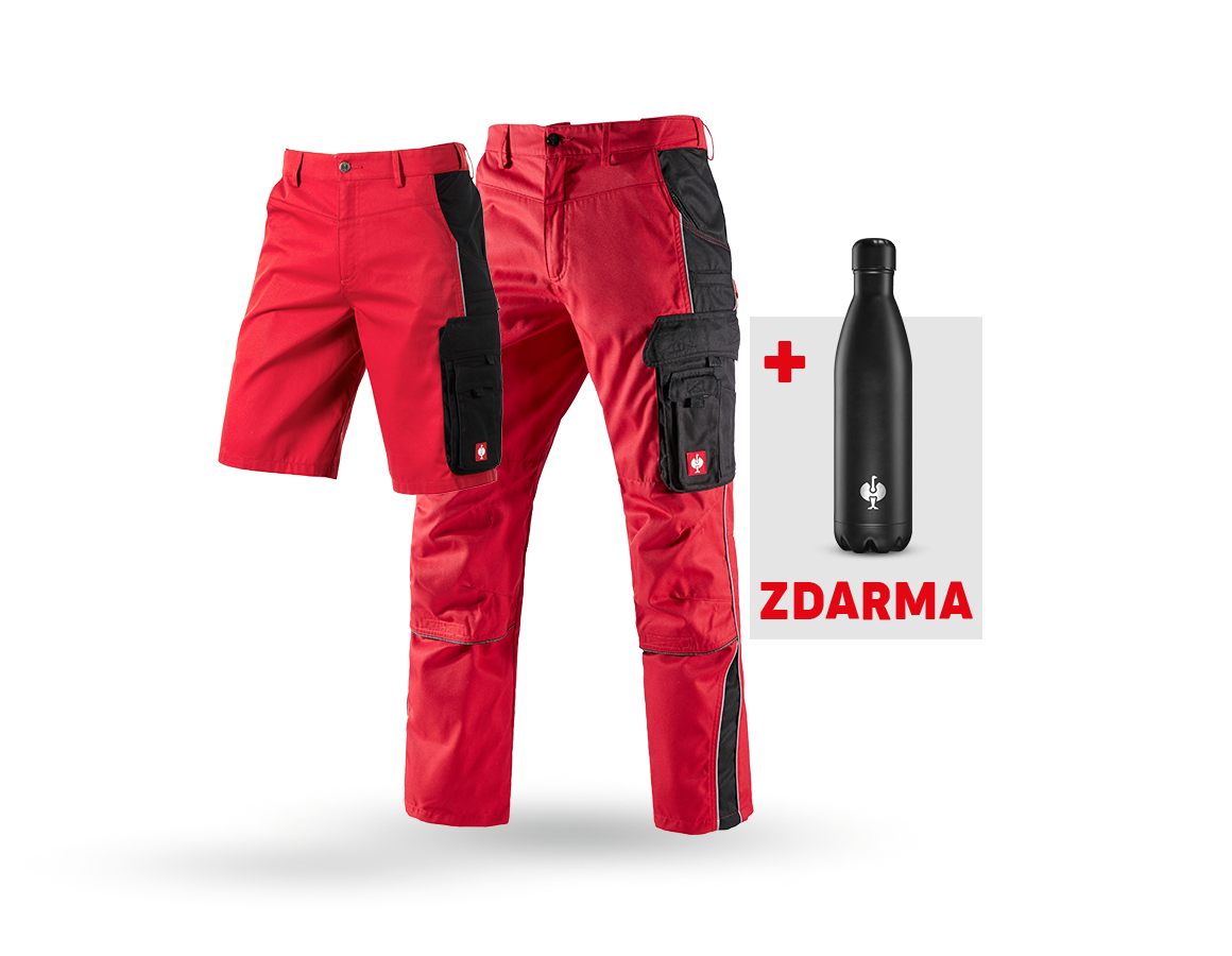 Oděvy: SADA: Kalhoty + Šortky e.s.active + Láhev na pití + červená/černá