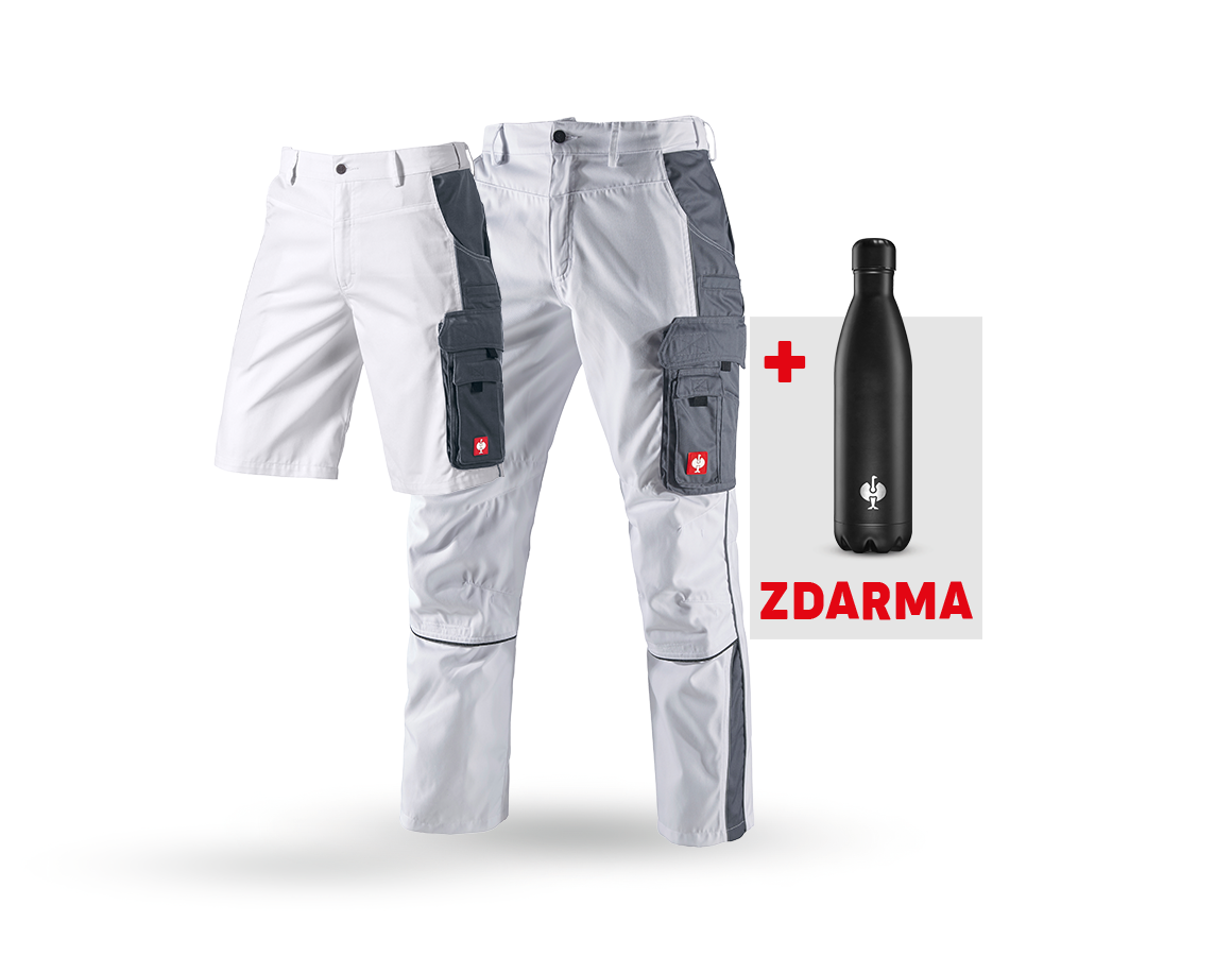 Oděvy: SADA: Kalhoty + Šortky e.s.active + Láhev na pití + bílá/šedá