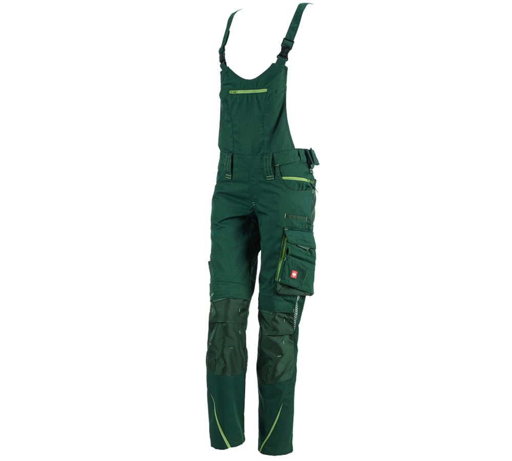 Pracovní kalhoty: Dámské kalhoty s laclem e.s.motion 2020 + zelená/mořská zelená