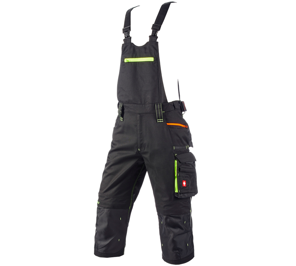 Pracovní kalhoty: Pirátské kalhoty s laclem e.s.motion 2020 + černá/výstražná žlutá/výstražná oranžová