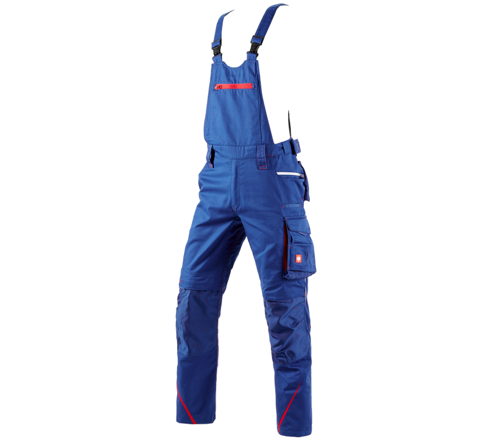 Instalatéři: Kalhoty s laclem e.s.motion 2020 + modrá chrpa/ohnivě červená