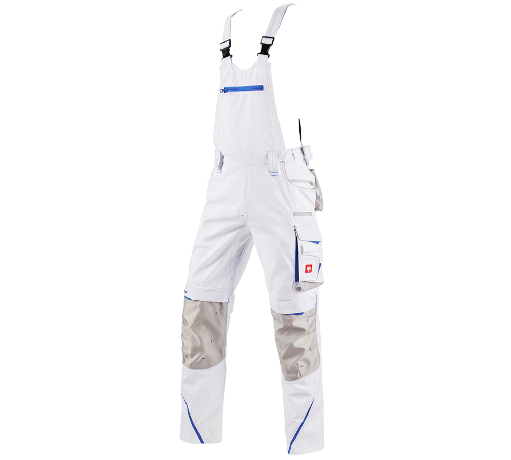 Pracovní kalhoty: Kalhoty s laclem e.s.motion 2020 + bílá/enciánově modrá