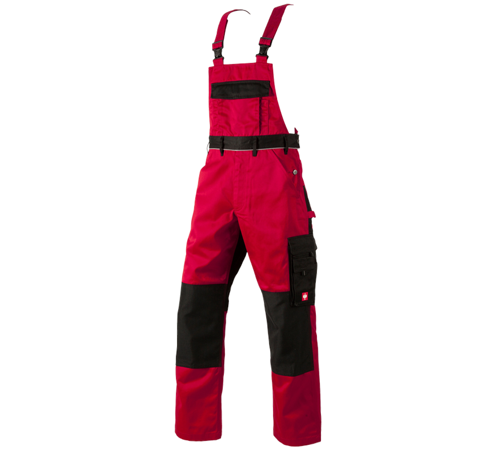 Pracovní kalhoty: Kalhoty s laclem e.s.image + červená/černá