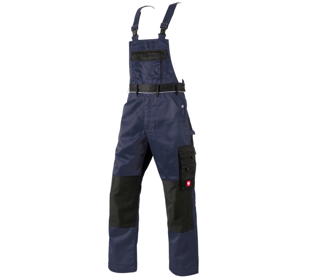 Pracovní kalhoty: Kalhoty s laclem e.s.image + tmavomodrá/černá