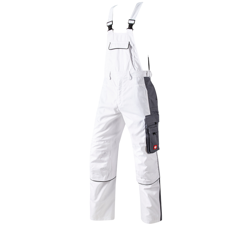 Pracovní kalhoty: Kalhoty s laclem e.s.active + bílá/šedá