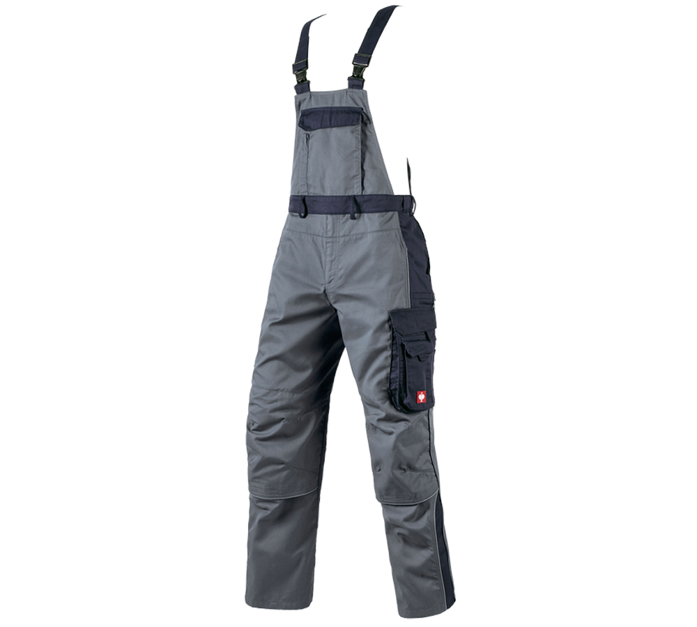 Pracovní kalhoty: Kalhoty s laclem e.s.active + šedá/tmavomodrá