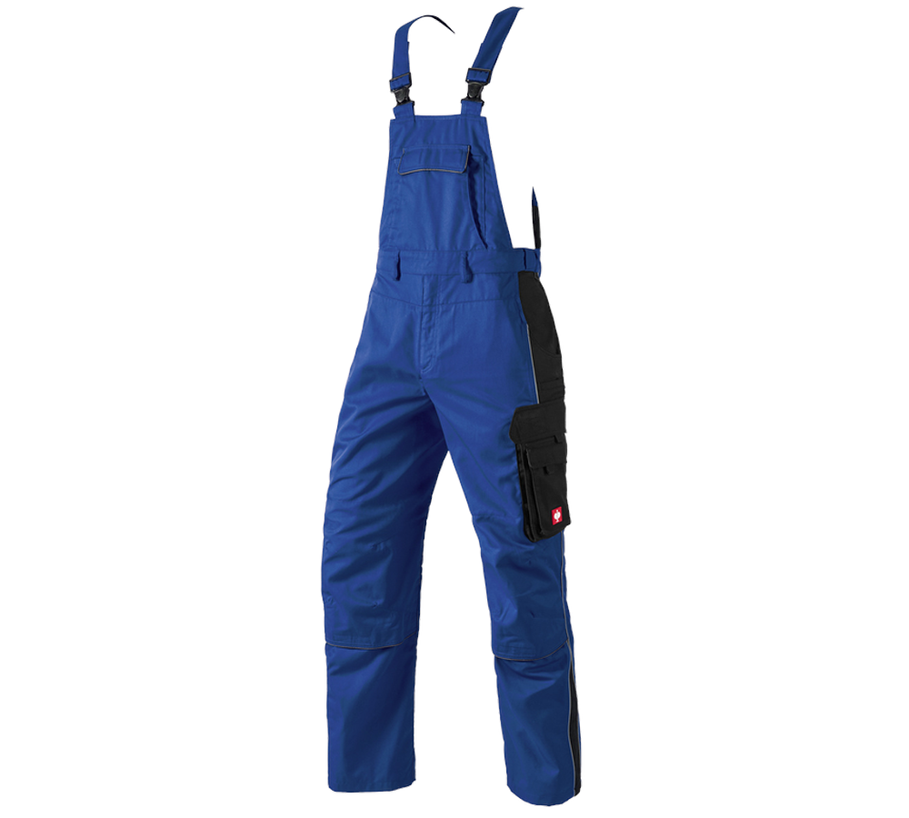 Pracovní kalhoty: Kalhoty s laclem e.s.active + modrá chrpa/černá