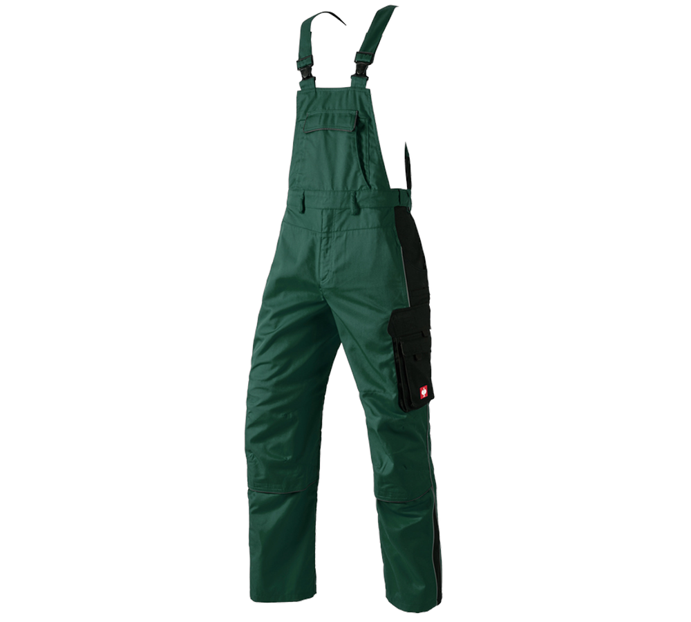 Pracovní kalhoty: Kalhoty s laclem e.s.active + zelená/černá