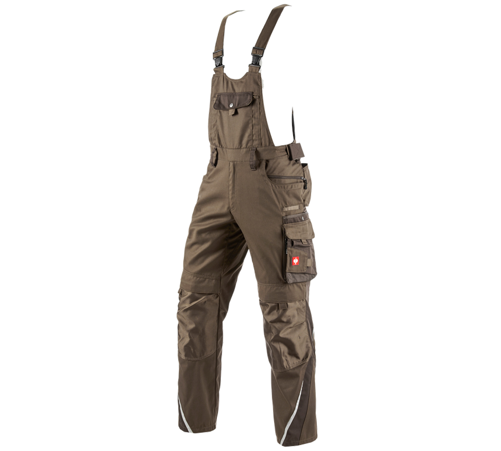 Pracovní kalhoty: Kalhoty s laclem e.s.motion + lískový oříšek/kaštan