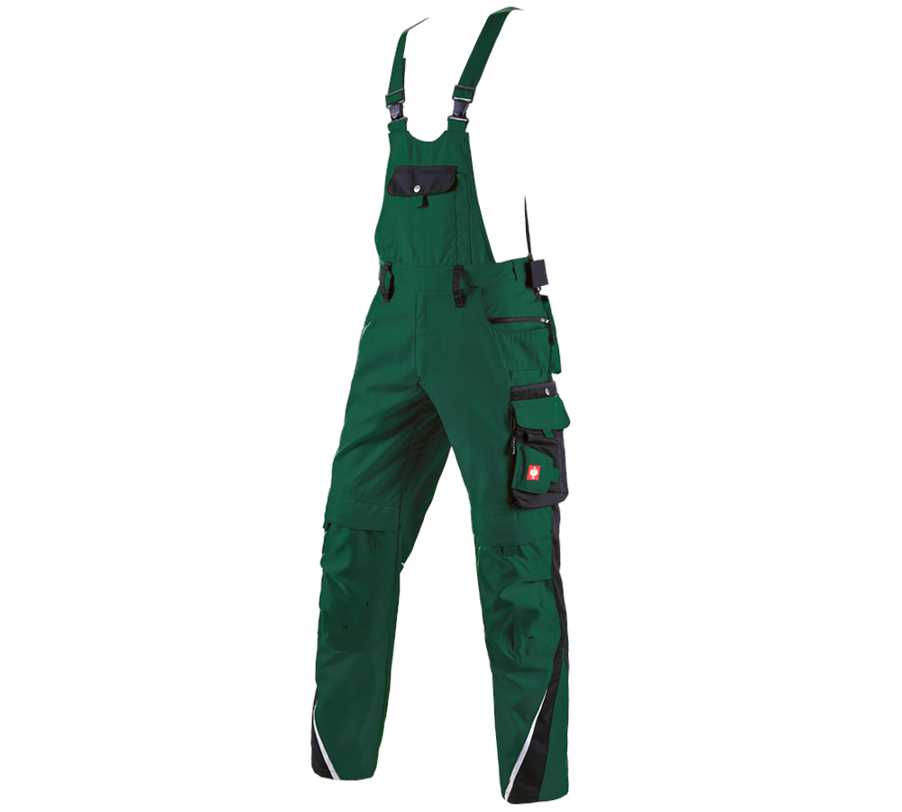 Pracovní kalhoty: Kalhoty s laclem e.s.motion + zelená/černá