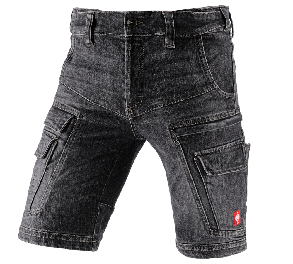 Pracovní kalhoty: e.s. Pracovní džínové šortky cargo POWER denim + blackwashed