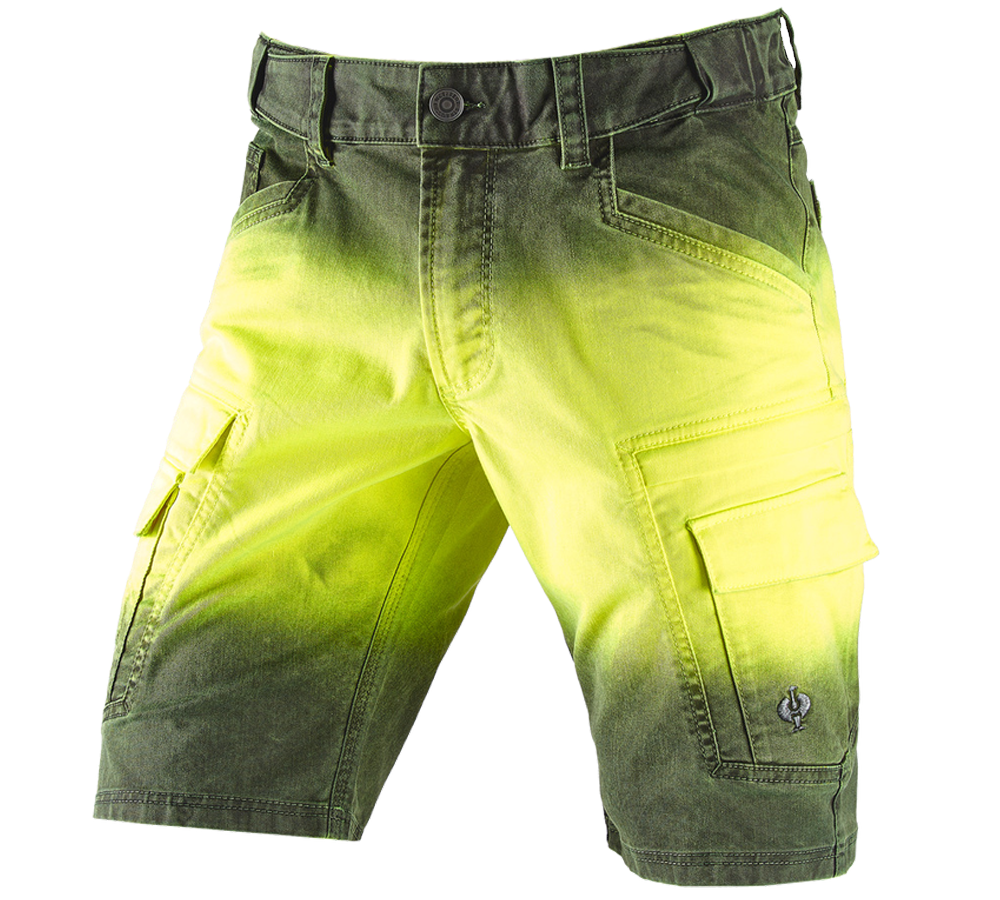 Pracovní kalhoty: e.s. Šortky color sprayer + výstražná žlutá/černá