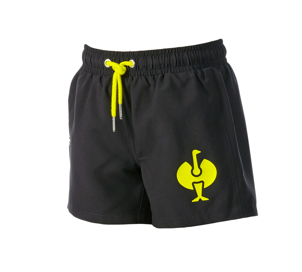 Krat'asy: Koupací šortky e.s.trail, dětské + černá/acidově žlutá