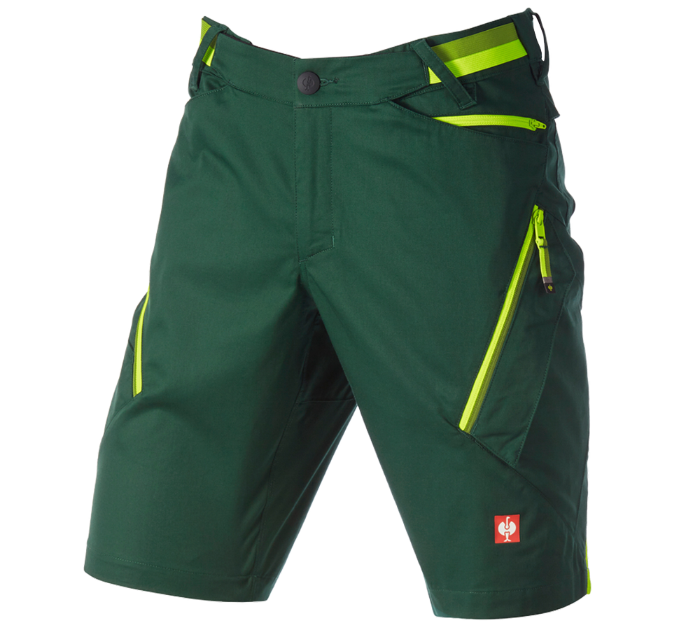 Pracovní kalhoty: Šortky s více kapsami e.s.ambition + zelená/výstražná žlutá