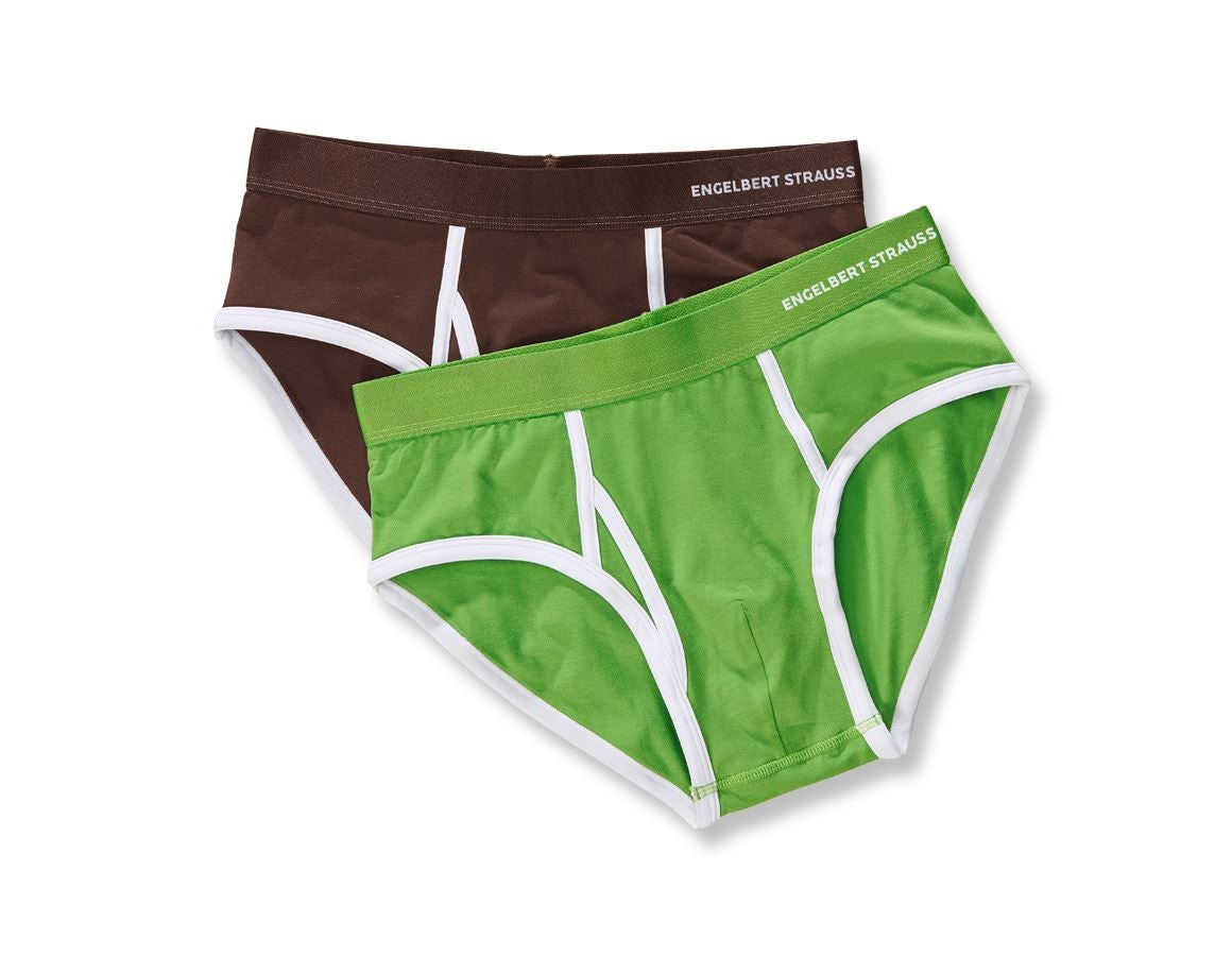 Spodní prádlo | Termo oblečení: e.s. Slipy cotton stretch Colour, 2 ks v balení + kaštan+mořská zelená