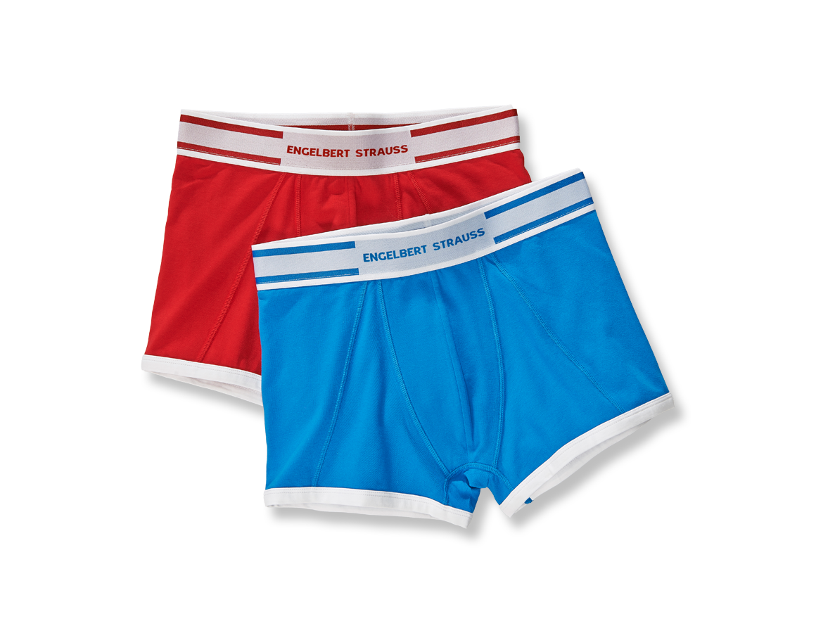 Spodní prádlo | Termo oblečení: e.s. Boxerky cotton stretch Colour, 2 ks v balení + enciánově modrá+ohnivě červená
