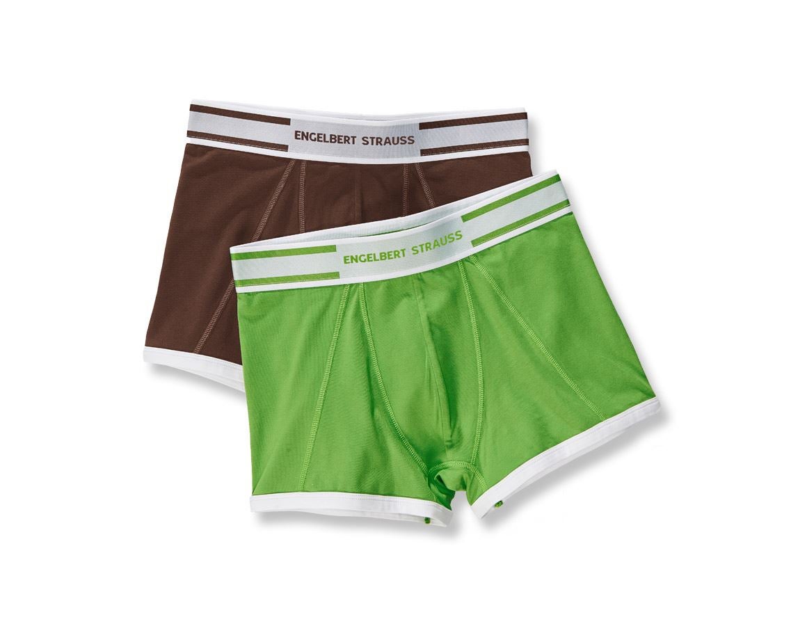 Spodní prádlo | Termo oblečení: e.s. Boxerky cotton stretch Colour, 2 ks v balení + kaštan+mořská zelená