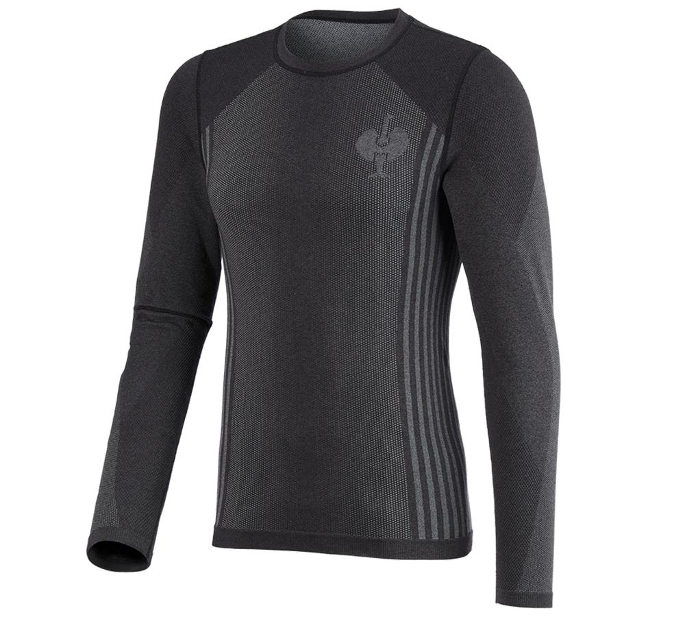 Spodní prádlo | Termo oblečení: Funkční triko s dlouhým rukávem e.s.trail bezešvé + černá/čedičově šedá
