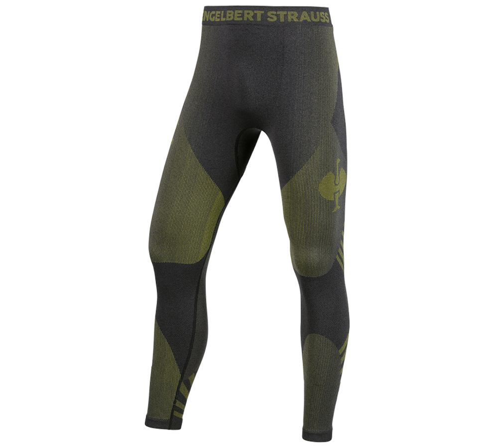 Spodní prádlo | Termo oblečení: Funkční dlouhé spodní kalhoty bezešvé e.s.trail + černá/acidově žlutá