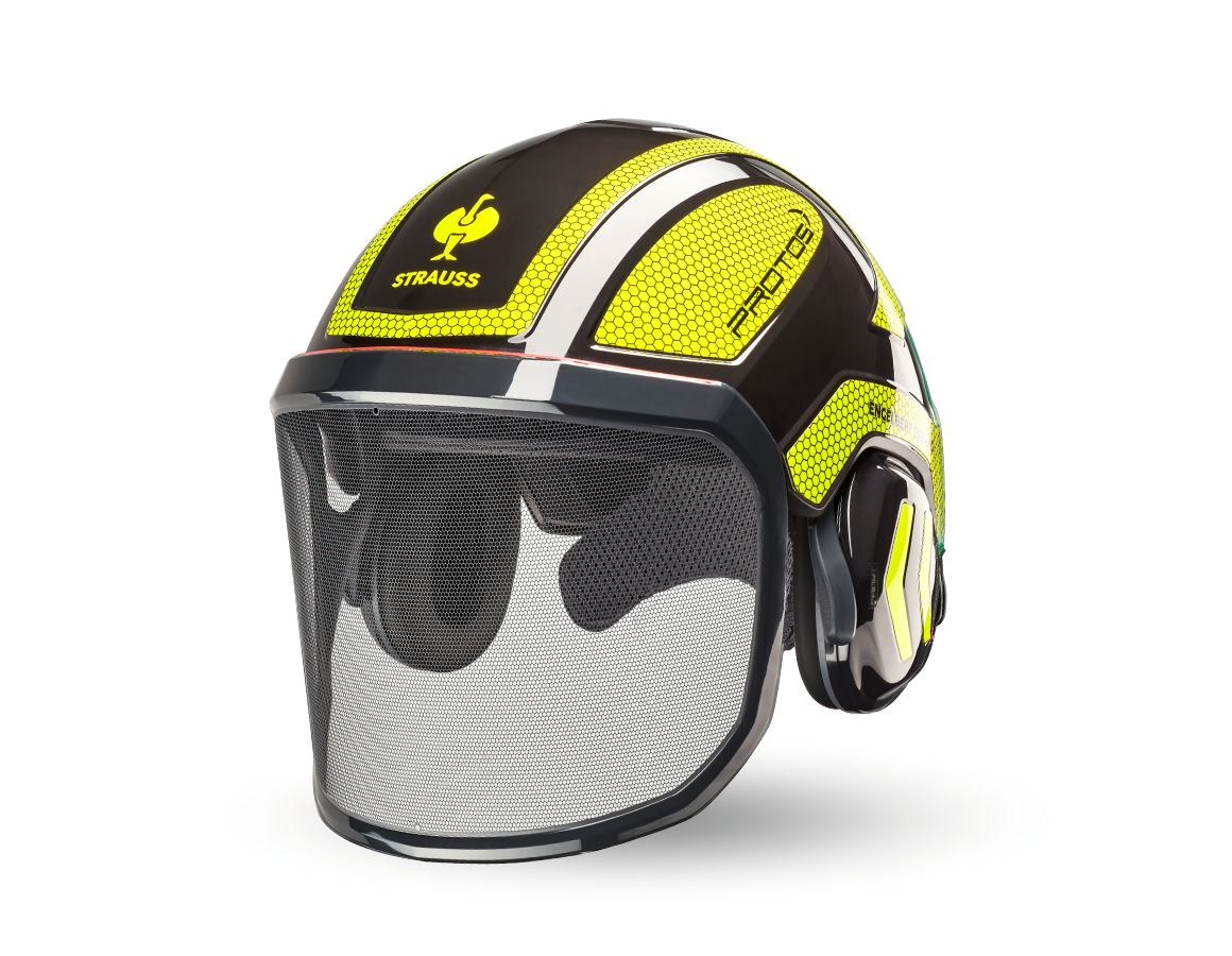 Ochranné přilby: e.s. Lesnická helma Protos® + černá/výstražná žlutá