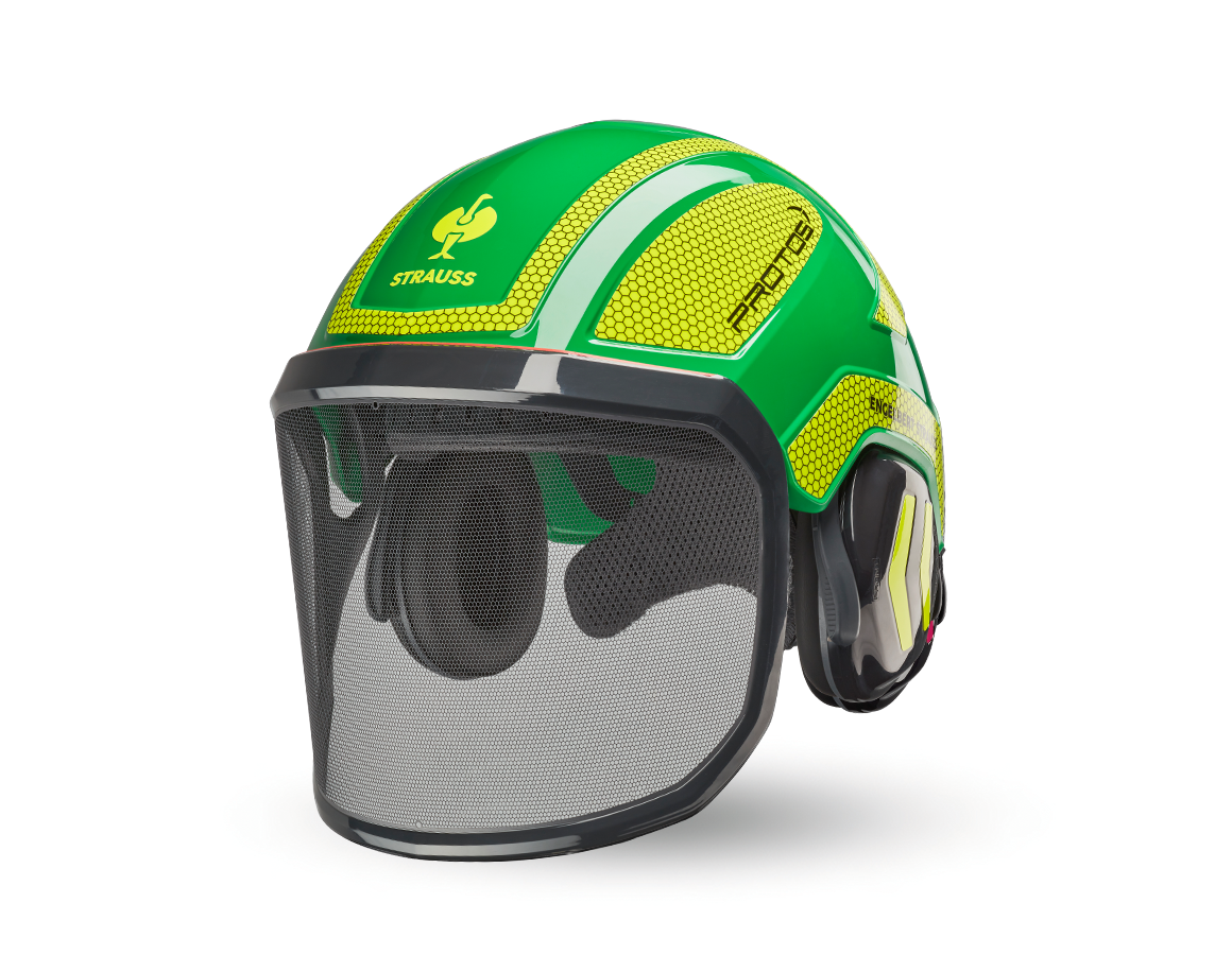 Lesnické / protipořezové oblečení: e.s. Lesnická helma Protos® + zelená/výstražná žlutá