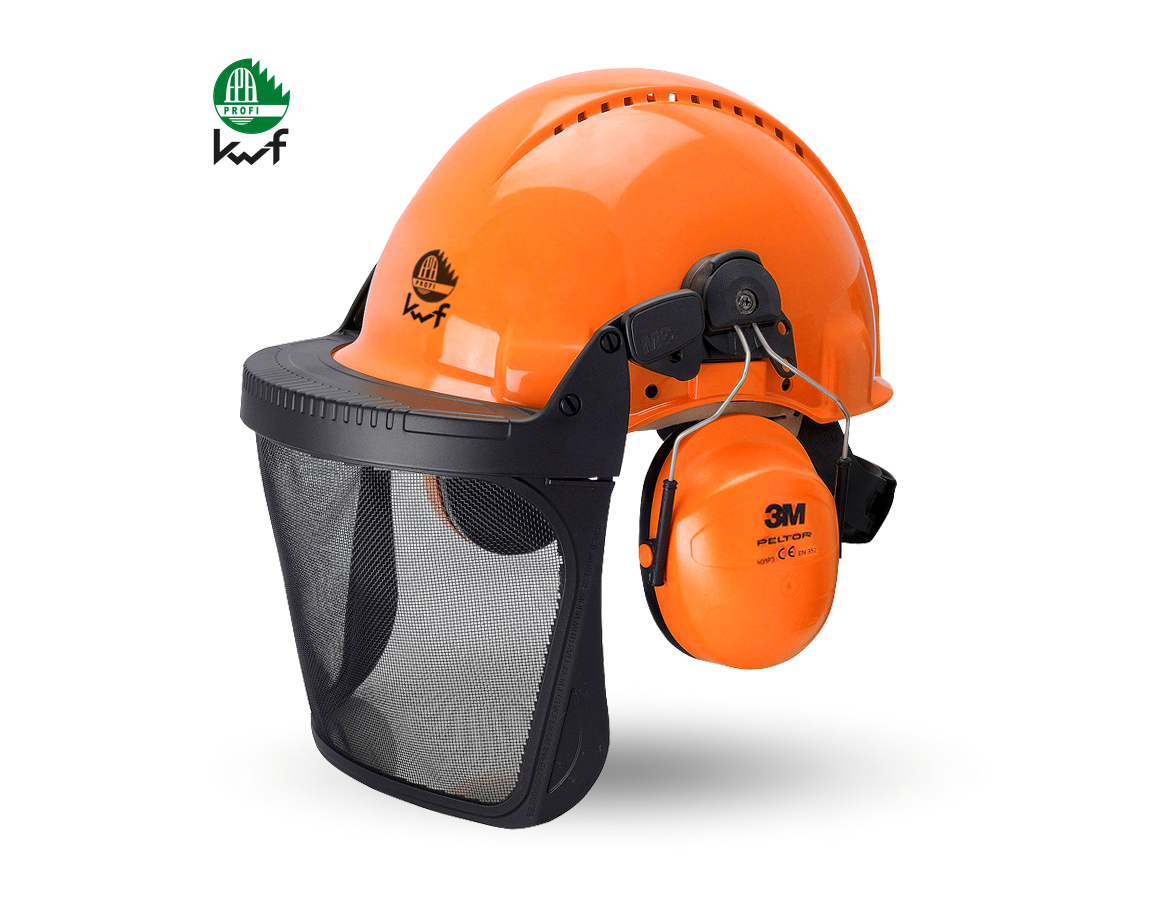 Ochranné přilby: Kombinace lesnické ochranné přilby KWF + oranžová