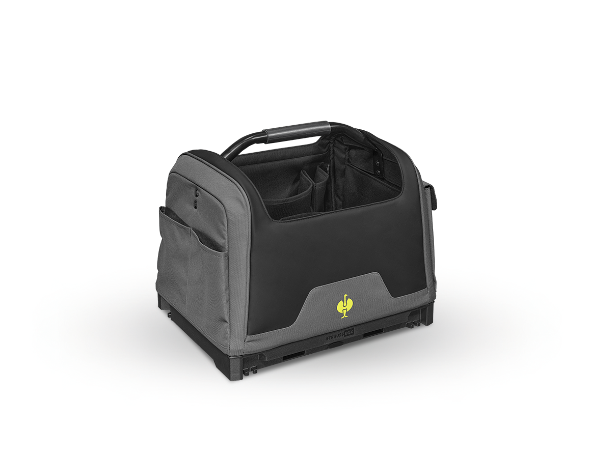 STRAUSSbox Systém: STRAUSSbox taška na nářadí, otevřená + čedičově šedá/acidově žlutá