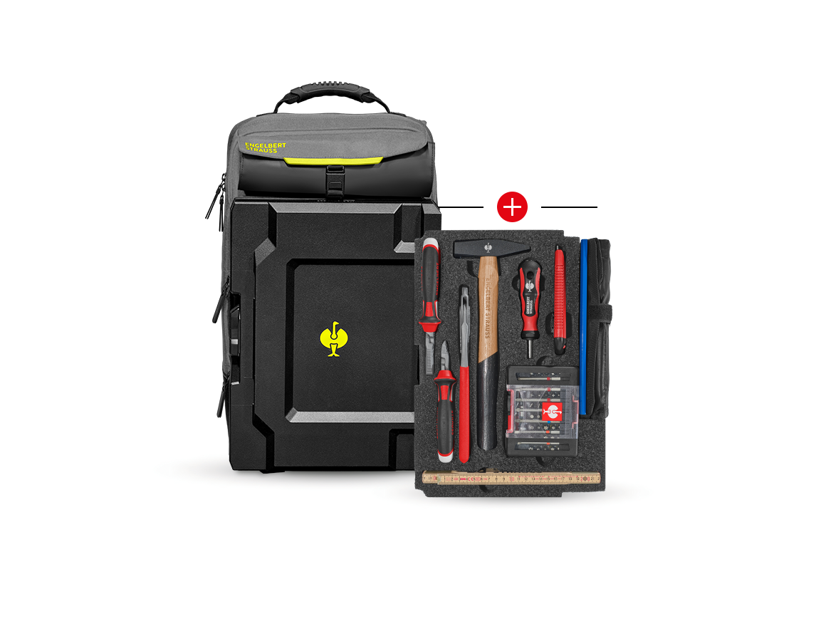 STRAUSSbox Systém: Vložka Allround Classic + batoh STRAUSSbox + čedičově šedá/acidově žlutá