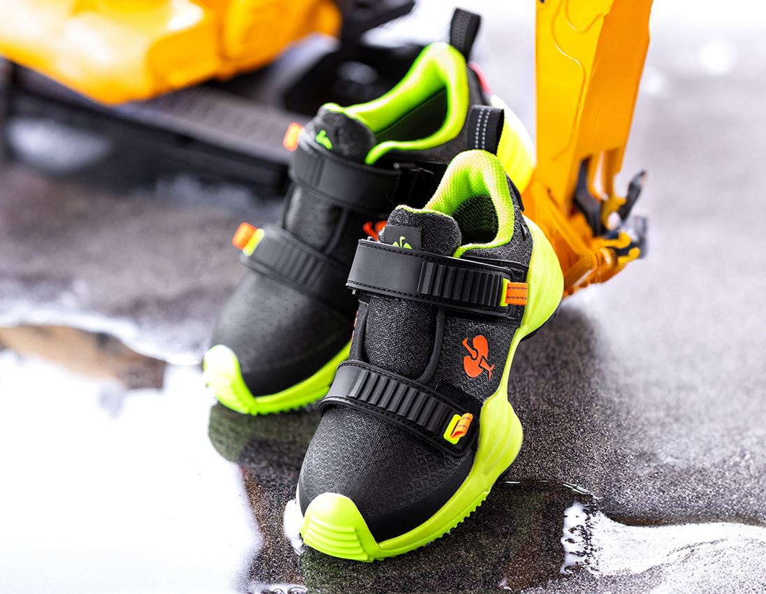 Obuv: Víceúčelová obuv e.s. Waza, dětská + černá/výstražná žlutá/výstražná oranžová