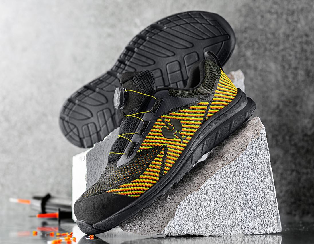 S1: S1 Bezpečnostní obuv e.s. Tegmen IV low + černá/výstražná žlutá/výstražná oranžová
