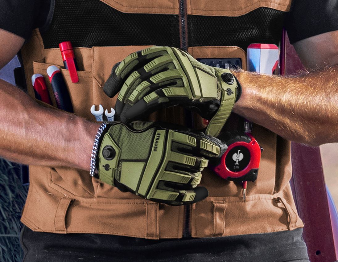 Pracovní ochrana: e.s. Montážní rukavice Protect + olivová/černá
